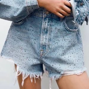 Zara Rhinestone cut off shorts